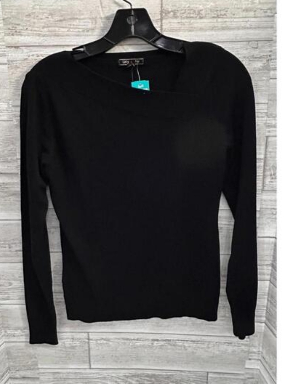 Lety & Me Asymmetrical Neckline Sweater - L